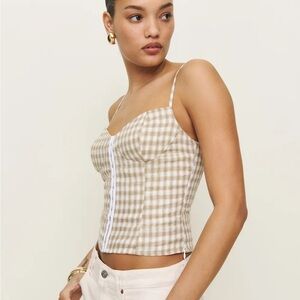 Reformation Christen Linen Top Natural - Size 6